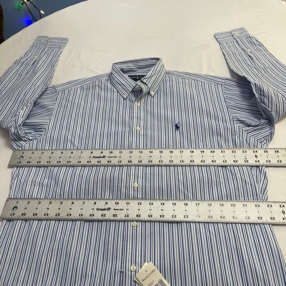 NWT Ralph Lauren VTG Blake Blue White Stripe Button Up Shirt Size Medium NOS - Picture 5 of 7